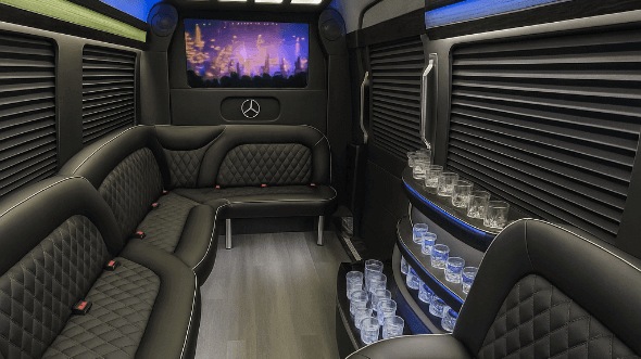 Interior of Sarasota Party Bus Company's 14 Passenger Sprinter Limousine in Sarasota