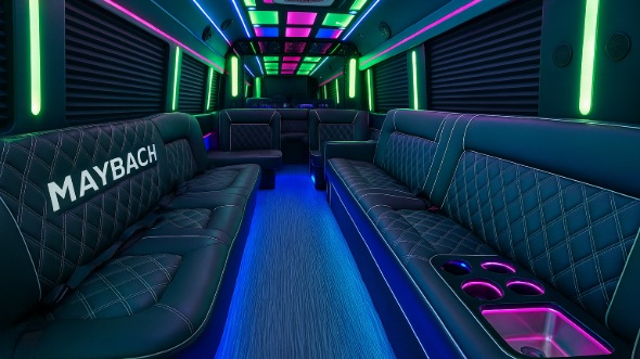 Interior of St Petersburg Party Bus Company's 20 Passenger Party Bus in St Petersburg