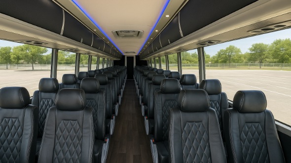Interior of Tampa Party Bus Company's 46 Passenger Charter Bus in Tampa