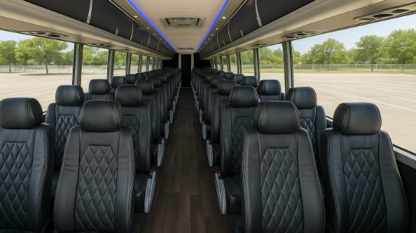 Interior of Tampa Party Bus Company's 54 Passenger Charter Bus in Tampa