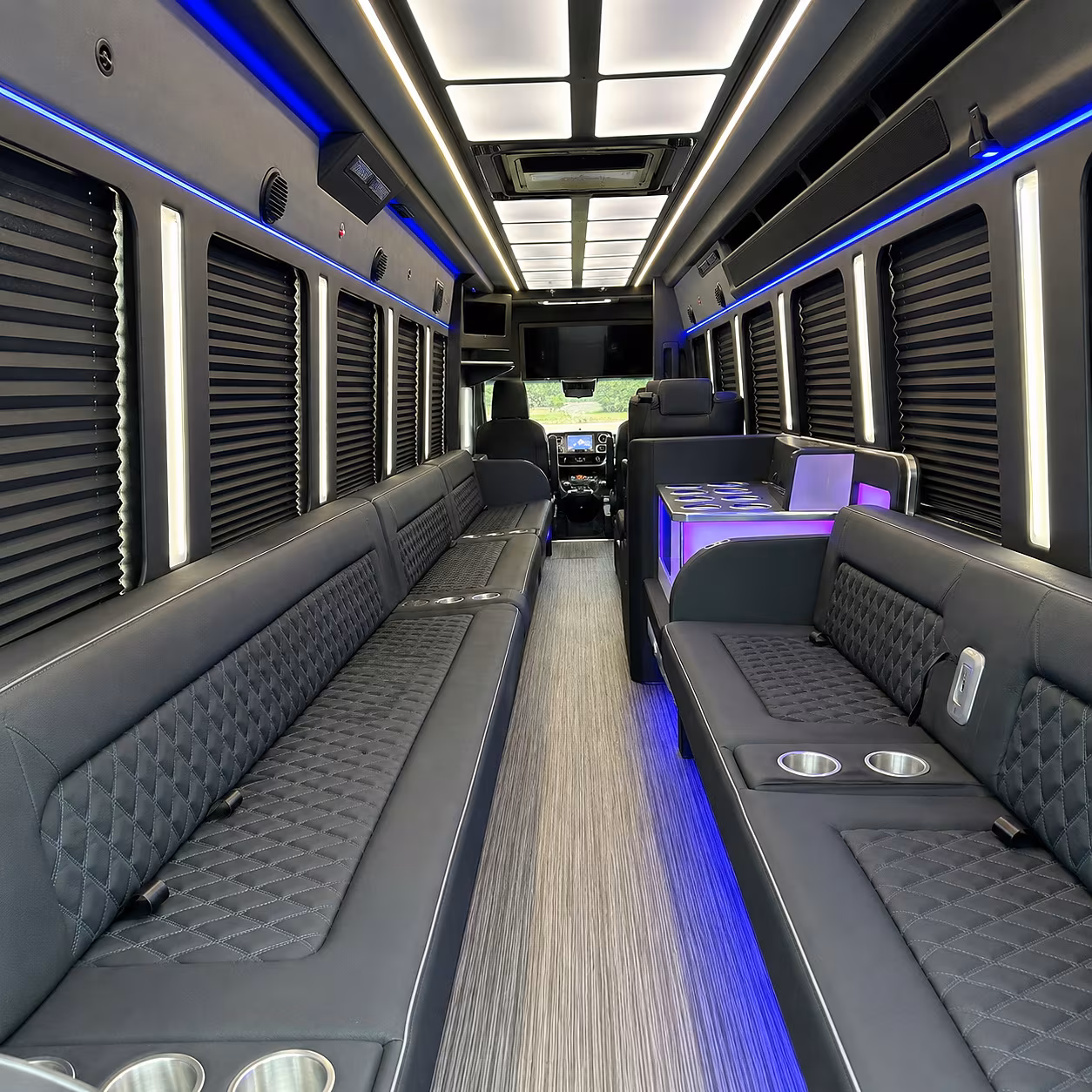Tampa Wedding Transportation party bus interior