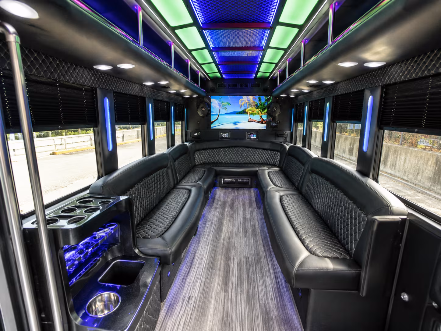 Tampa Wedding Transportation party bus interior