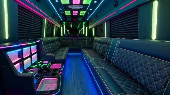 Tampa 28 passenger party bus interior